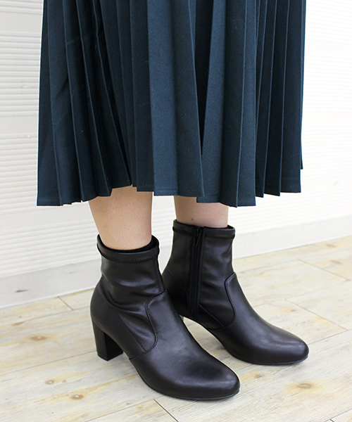 JELLY BEANS（ジェリービーンズ）の「ストレッチショートブーツ(141-7394)JELLY BEANS(ジェリービーンズ)（ブーツ・レディース・ダークブラウン/グリーン/ブラック/ブラック系その他・S/M/L/LL）」の8枚目の写真