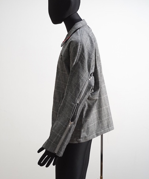 PHINGERIN GRAY CHECK ZIP RUN JACKET