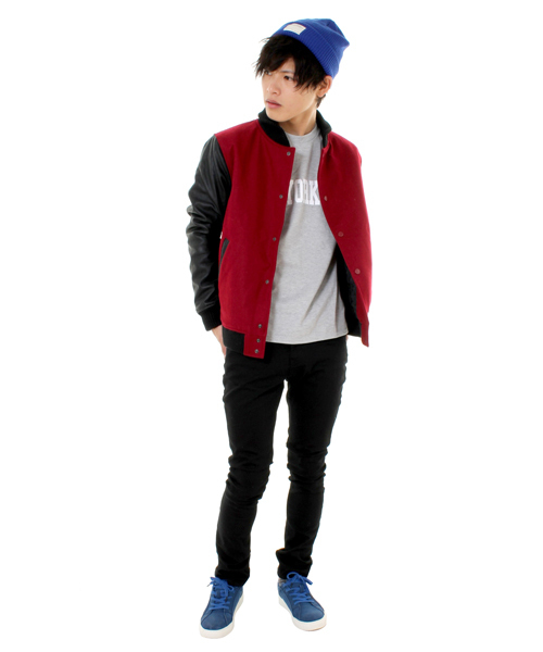 WEGO（ウィゴー）の「WEGO/メルトン切替スタジャン（スタジャン・メンズ・ワイン/ブラック/ネイビー・MEDIUM/LARGE）」の19枚目の写真