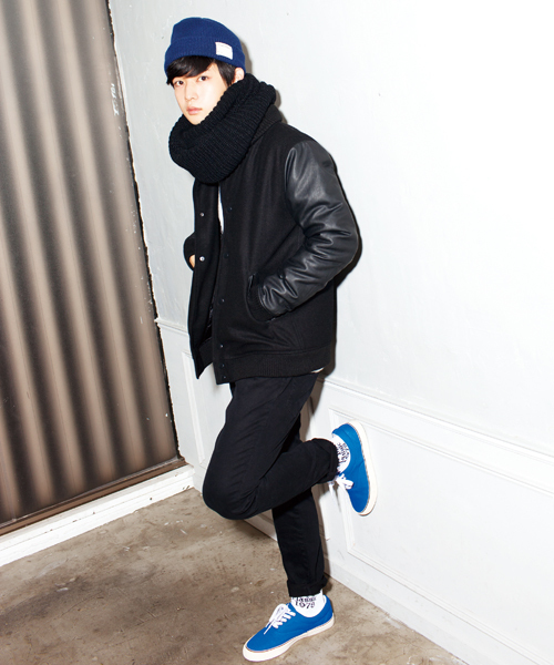 WEGO（ウィゴー）の「WEGO/メルトン切替スタジャン（スタジャン・メンズ・ワイン/ブラック/ネイビー・MEDIUM/LARGE）」の4枚目の写真