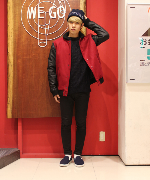 WEGO（ウィゴー）の「WEGO/メルトン切替スタジャン（スタジャン・メンズ・ワイン/ブラック/ネイビー・MEDIUM/LARGE）」の12枚目の写真