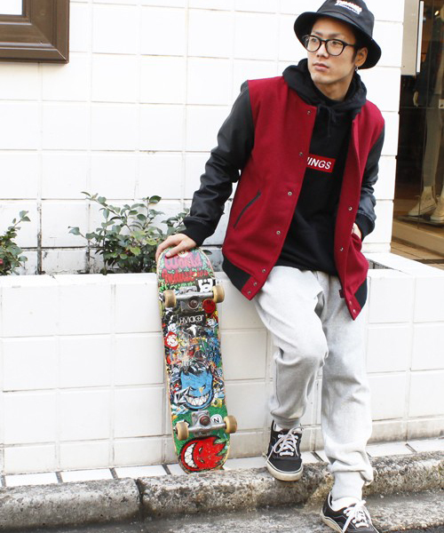 WEGO（ウィゴー）の「WEGO/メルトン切替スタジャン（スタジャン・メンズ・ワイン/ブラック/ネイビー・MEDIUM/LARGE）」の13枚目の写真