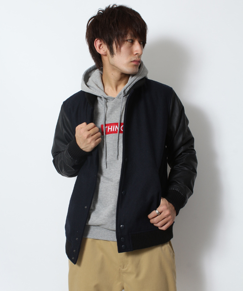 WEGO（ウィゴー）の「WEGO/メルトン切替スタジャン（スタジャン・メンズ・ワイン/ブラック/ネイビー・MEDIUM/LARGE）」の8枚目の写真