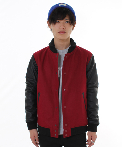 WEGO（ウィゴー）の「WEGO/メルトン切替スタジャン（スタジャン・メンズ・ワイン/ブラック/ネイビー・MEDIUM/LARGE）」の14枚目の写真