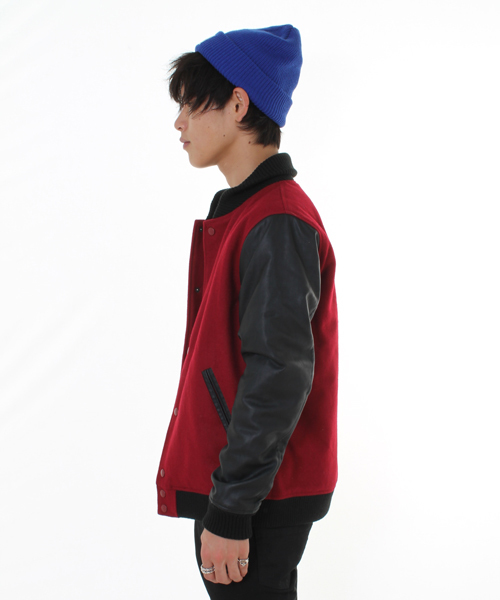 WEGO（ウィゴー）の「WEGO/メルトン切替スタジャン（スタジャン・メンズ・ワイン/ブラック/ネイビー・MEDIUM/LARGE）」の15枚目の写真