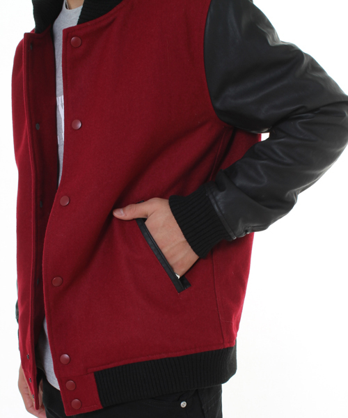 WEGO（ウィゴー）の「WEGO/メルトン切替スタジャン（スタジャン・メンズ・ワイン/ブラック/ネイビー・MEDIUM/LARGE）」の17枚目の写真