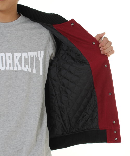 WEGO（ウィゴー）の「WEGO/メルトン切替スタジャン（スタジャン・メンズ・ワイン/ブラック/ネイビー・MEDIUM/LARGE）」の18枚目の写真