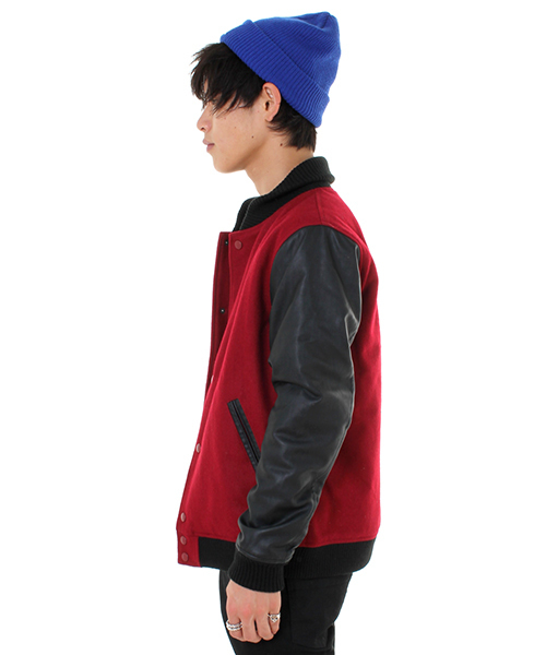 WEGO（ウィゴー）の「WEGO/メルトン切替スタジャン（スタジャン・メンズ・ワイン/ブラック/ネイビー・MEDIUM/LARGE）」の21枚目の写真