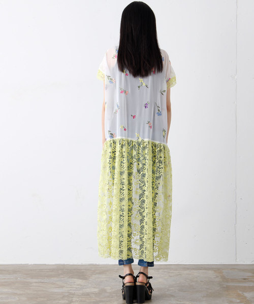 avie デザインワンピース AVIE（アビィ）の「切替デザインフラワー刺繍ドレス（ワンピース