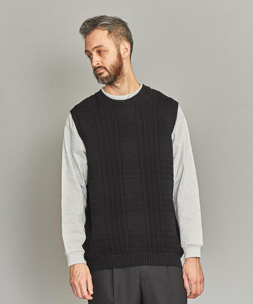 BEAUTY&YOUTH UNITED ARROWS（ビューティーアンドユースユナイテッドアローズ）の「BY リンクス チェック コットン ベスト（ベスト・メンズ・ベージュ/ブラック・MEDIUM/SMALL/LARGE）」の2枚目の写真