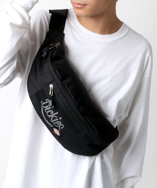 Dickies(ディッキーズ)の「Dickies/ディッキーズ ロゴ メッシュポケット ウエストバッグ/レジャーバッグ(ボディバッグ/ウエストポーチ・メンズ・ブラック/ブラック×ゴールド/ネイビー/ブラック系その他/ブラック系その他2/ブラック系その他5/ブラック系その他4/ブラック系その他3・FREE)」の3枚目の写真
