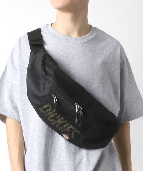 Dickies(ディッキーズ)の「Dickies/ディッキーズ ロゴ メッシュポケット ウエストバッグ/レジャーバッグ(ボディバッグ/ウエストポーチ・メンズ・ブラック/ブラック×ゴールド/ネイビー/ブラック系その他/ブラック系その他2/ブラック系その他5/ブラック系その他4/ブラック系その他3・FREE)」の4枚目の写真