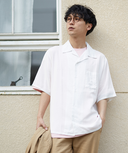 improves(インプローブス)の「半袖開襟レーヨンシャツ(シャツ/ブラウス)」|ホワイト