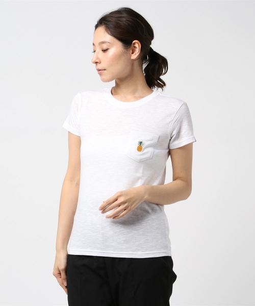 ROXY（ロキシー）の「ロキシー EMB TEE（Tシャツ/カットソー・レディース・ホワイト/ピンク/ブラック・S/M/L/XL）」の2枚目の写真