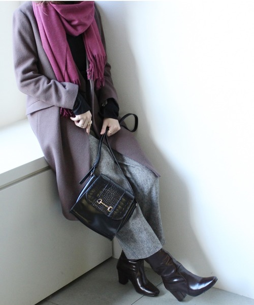 UNRELISH(アンレリッシュ)の「【WEB限定】Vネックノーカラーダブルコート(チェスターコート)」|モカ