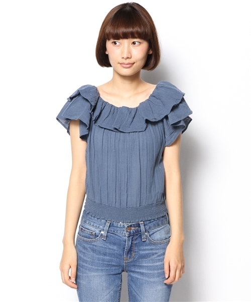 Kastane（カスタネ）の「【Kastane】衿フリルブラウスムジ（シャツ/ブラウス・レディース・ネイビー/オフホワイト・FREE）」の10枚目の写真