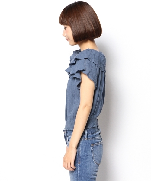 Kastane（カスタネ）の「【Kastane】衿フリルブラウスムジ（シャツ/ブラウス・レディース・ネイビー/オフホワイト・FREE）」の5枚目の写真