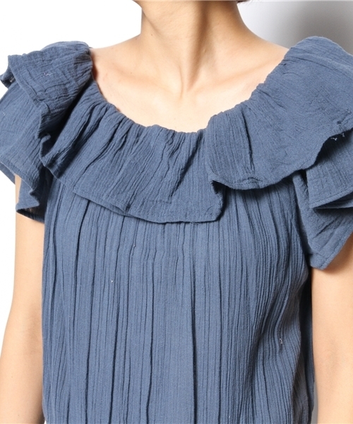 Kastane（カスタネ）の「【Kastane】衿フリルブラウスムジ（シャツ/ブラウス・レディース・ネイビー/オフホワイト・FREE）」の9枚目の写真