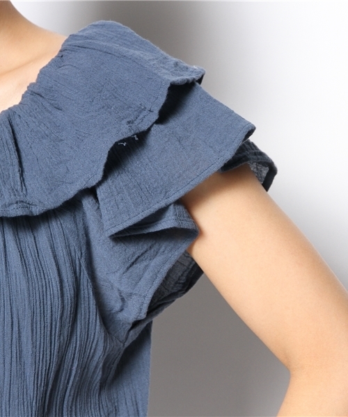 Kastane（カスタネ）の「【Kastane】衿フリルブラウスムジ（シャツ/ブラウス・レディース・ネイビー/オフホワイト・FREE）」の8枚目の写真