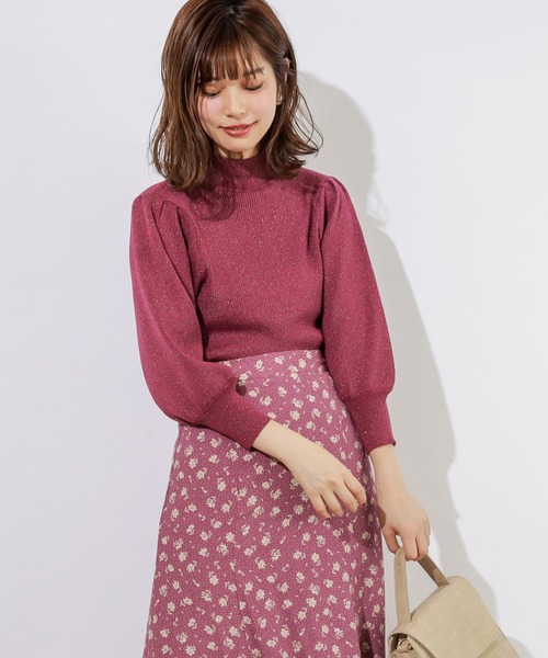 natural couture（ナチュラルクチュール）の「キラキラパフニット（ニット/セーター・レディース・モカ/ベージュ/パープル・FREE）」の3枚目の写真