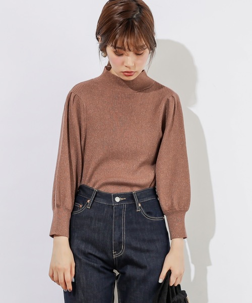 natural couture（ナチュラルクチュール）の「キラキラパフニット（ニット/セーター・レディース・モカ/ベージュ/パープル・FREE）」の6枚目の写真