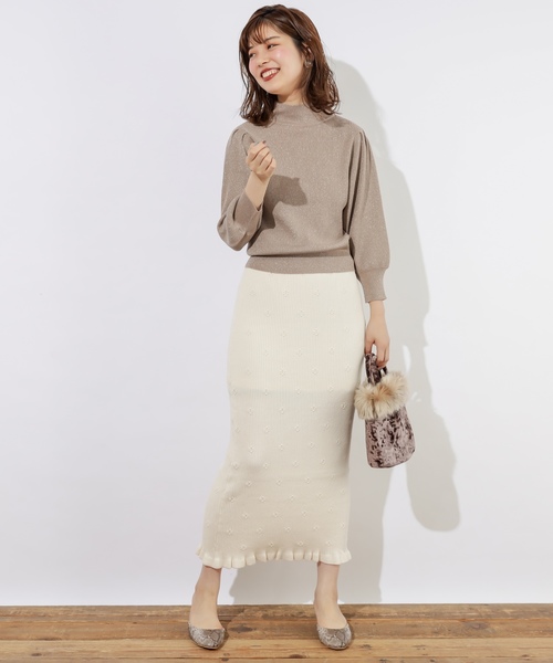 natural couture（ナチュラルクチュール）の「キラキラパフニット（ニット/セーター・レディース・モカ/ベージュ/パープル・FREE）」の8枚目の写真