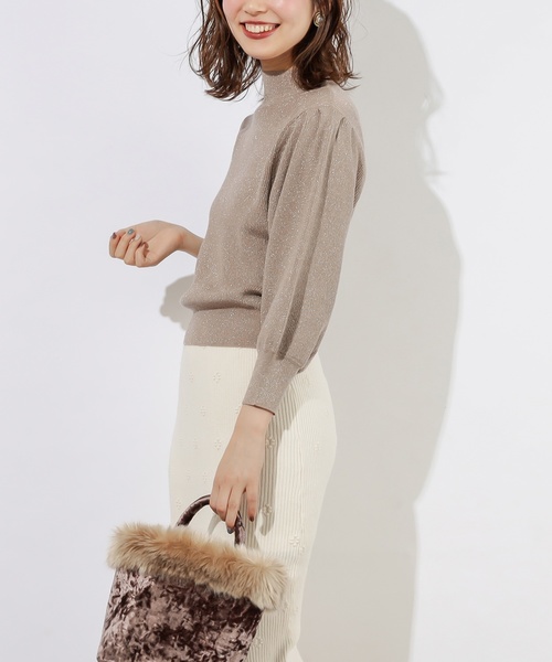 natural couture（ナチュラルクチュール）の「キラキラパフニット（ニット/セーター・レディース・モカ/ベージュ/パープル・FREE）」の10枚目の写真