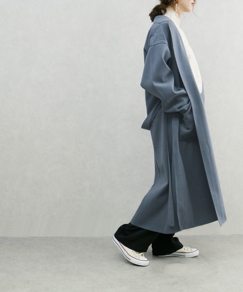 アドーア ノーカラーリバーコート サイドスリット 38 ビッグシルエット アドーア ノーカラーリバーコート サイドスリット 38 ビッグ