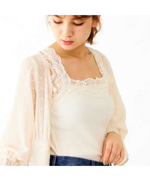 flower（フラワー）の「ゴージャスレースキャミ（キャミソール・レディース・ベージュ/ピンク/アイボリー/ブラウン/グレー/ブラック・FREE）」の20枚目の写真