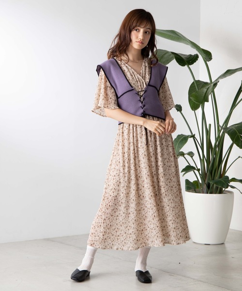 WEGO（ウィゴー）の「WEGO/レースアップニットビスチェ（ニットベスト）（ベスト・レディース・ベージュ/パープル・FREE）」の9枚目の写真