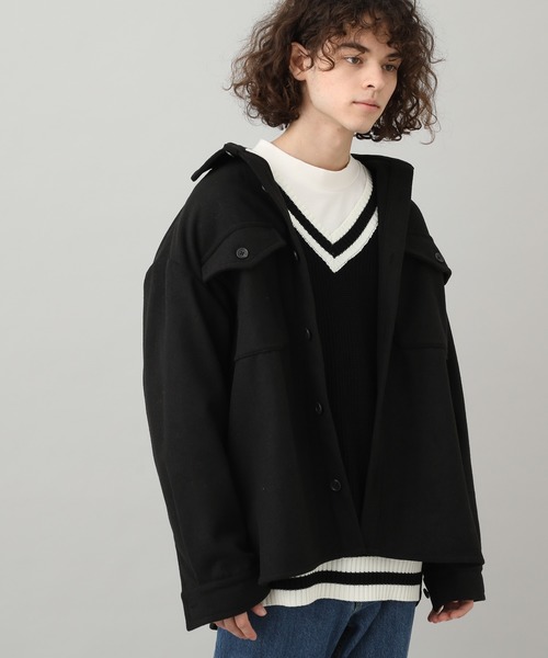 JUNRED（ジュンレッド）の「【WEB限定アイテム】ビッグCPOシャツ（シャツ/ブラウス・メンズ・ベージュ/ブラック・M/L）」の2枚目の写真