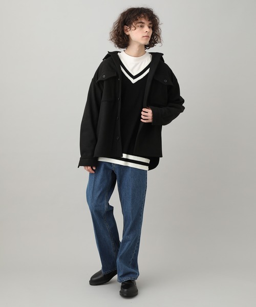 JUNRED（ジュンレッド）の「【WEB限定アイテム】ビッグCPOシャツ（シャツ/ブラウス・メンズ・ベージュ/ブラック・M/L）」の5枚目の写真