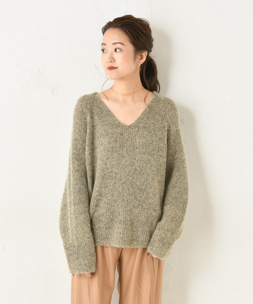 DouDou(ドゥドゥ)の「モヘアストレッチプルオーバー(ニット/セーター・レディース・ベージュ/ブラウン/オフホワイト/ピンク・FREE)」の3枚目の写真