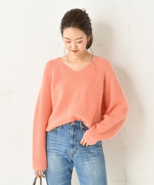 DouDou(ドゥドゥ)の「モヘアストレッチプルオーバー(ニット/セーター・レディース・ベージュ/ブラウン/オフホワイト/ピンク・FREE)」の4枚目の写真