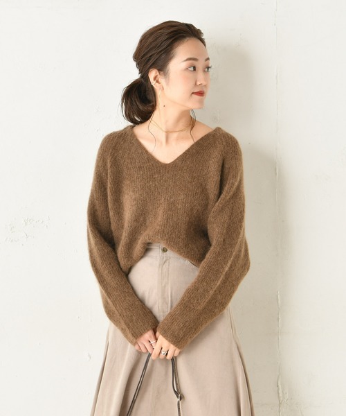 DouDou(ドゥドゥ)の「モヘアストレッチプルオーバー(ニット/セーター・レディース・ベージュ/ブラウン/オフホワイト/ピンク・FREE)」の8枚目の写真