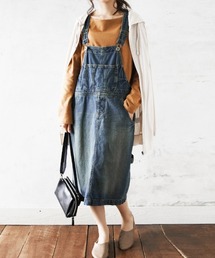 ウォッシュデニムスカートオーバーオール