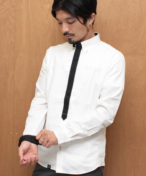YELLOW RUBY（イエロールビー）の「basic minimal tied roll up shirt（シャツ/ブラウス・メンズ・オフホワイト/ダークブルー/ブラック/チャコール・LARGE/MEDIUM）」の16枚目の写真