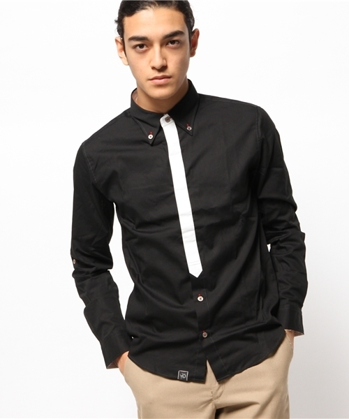 YELLOW RUBY（イエロールビー）の「basic minimal tied roll up shirt（シャツ/ブラウス・メンズ・オフホワイト/ダークブルー/ブラック/チャコール・LARGE/MEDIUM）」の3枚目の写真