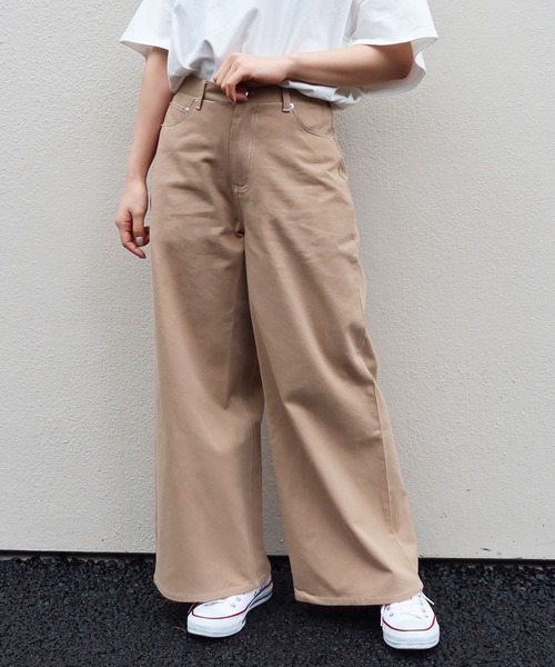 Riberry（リベリー）の「配色ステッチワイドパンツ（その他パンツ・レディース・ブラック/ベージュ/カーキ/グリーン/ライトブラウン/ラベンダー/ピンクベージュ・FREE）」の3枚目の写真