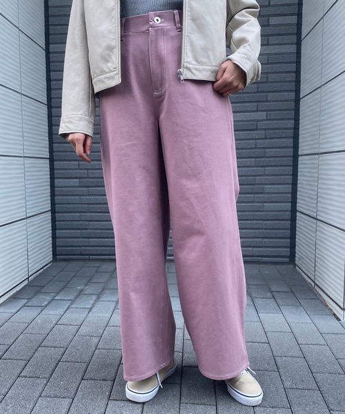 Riberry（リベリー）の「配色ステッチワイドパンツ（その他パンツ・レディース・ブラック/ベージュ/カーキ/グリーン/ライトブラウン/ラベンダー/ピンクベージュ・FREE）」の18枚目の写真