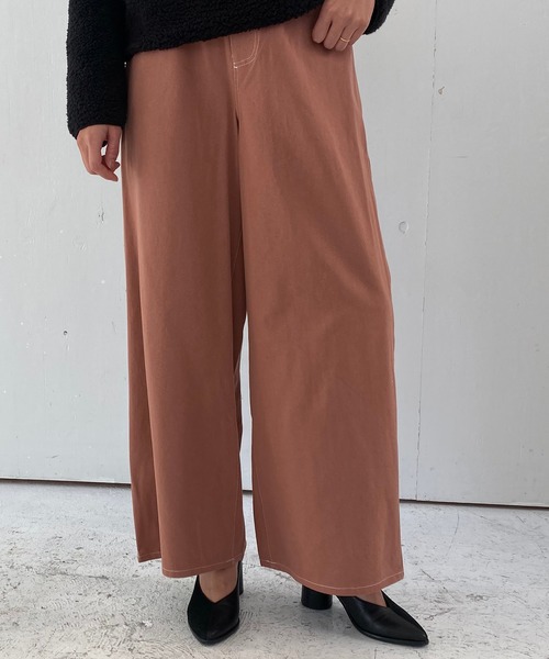 Riberry（リベリー）の「配色ステッチワイドパンツ（その他パンツ・レディース・ブラック/ベージュ/カーキ/グリーン/ライトブラウン/ラベンダー/ピンクベージュ・FREE）」の21枚目の写真