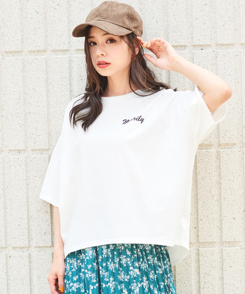 Girly Doll(ガーリードール)の「刺繍ロゴTシャツ(Tシャツ/カットソー・レディース・クリーム/杢グレー/オフホワイト・FREE)」の12枚目の写真