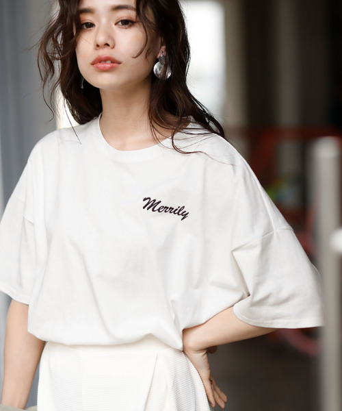 Girly Doll(ガーリードール)の「刺繍ロゴTシャツ(Tシャツ/カットソー・レディース・クリーム/杢グレー/オフホワイト・FREE)」の6枚目の写真