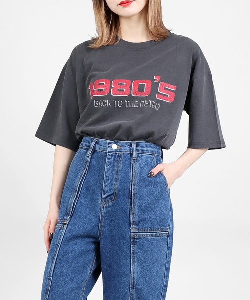 DING（ディング）の「DING/1980sビッグシルエットTシャツ（Tシャツ/カットソー・レディース・ホワイト/スミクロ・FREE）」の2枚目の写真