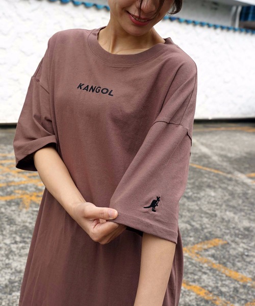 KANGOL（カンゴール）の「【KANGOL/カンゴール】フロントロゴワンピース　ワンポイント刺繍　サイドスリット入り　ビッグシルエット（ワンピース・レディース・ブラック/ブラウン/ホワイト・MEDIUM/LARGE）」の12枚目の写真