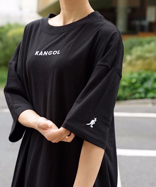 KANGOL（カンゴール）の「【KANGOL/カンゴール】フロントロゴワンピース　ワンポイント刺繍　サイドスリット入り　ビッグシルエット（ワンピース・レディース・ブラック/ブラウン/ホワイト・MEDIUM/LARGE）」の15枚目の写真