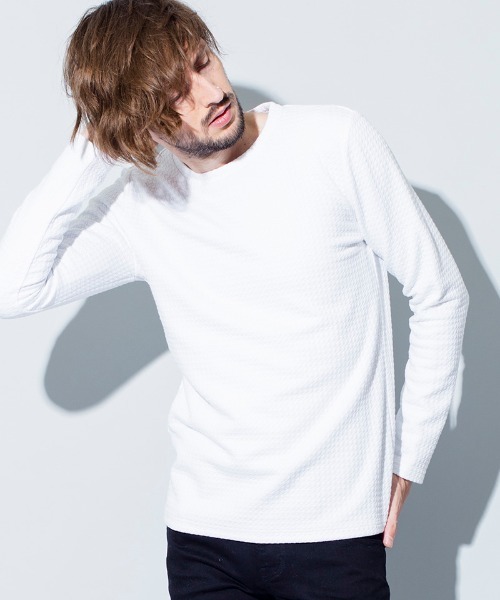 NO ID.(ノーアイディ)の「mlt3129-ボンディングC-N-PO プルオーバー(Tシャツ/カットソー・メンズ・ワイン/ホワイト/グレー/ブラック・2/1/3)」の2枚目の写真