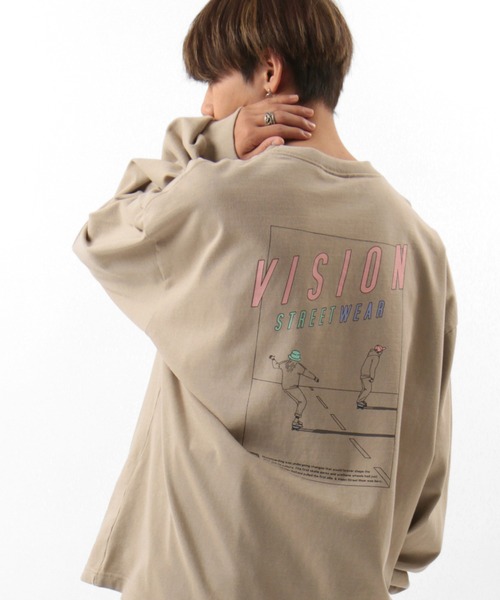 VISION STREET WEAR(ヴィジョンストリートウェア)の「【VISION STREET WEAR/ヴィジョンストリートウェア】 オーバーサイズ イラスト Tシャツ(Tシャツ/カットソー・メンズ・クリーム/パープル/チャコールグレー/ライトブルー/キナリ/ブラック系その他3/ベージュ/アイボリー/オフホワイト/ピンク/ダークブラック・M/L/XL)」の8枚目の写真