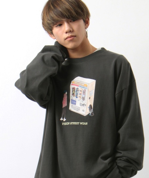 VISION STREET WEAR(ヴィジョンストリートウェア)の「【VISION STREET WEAR/ヴィジョンストリートウェア】 オーバーサイズ イラスト Tシャツ(Tシャツ/カットソー・メンズ・クリーム/パープル/チャコールグレー/ライトブルー/キナリ/ブラック系その他3/ベージュ/アイボリー/オフホワイト/ピンク/ダークブラック・M/L/XL)」の5枚目の写真