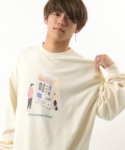 VISION STREET WEAR(ヴィジョンストリートウェア)の「【VISION STREET WEAR/ヴィジョンストリートウェア】 オーバーサイズ イラスト Tシャツ(Tシャツ/カットソー・メンズ・クリーム/パープル/チャコールグレー/ライトブルー/キナリ/ブラック系その他3/ベージュ/アイボリー/オフホワイト/ピンク/ダークブラック・M/L/XL)」の4枚目の写真